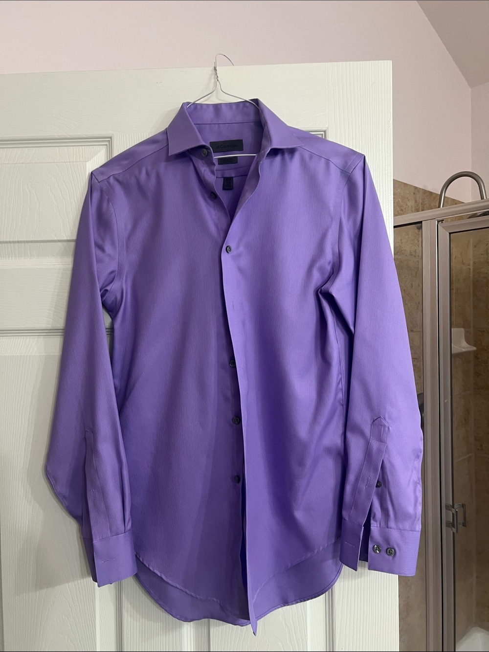 Calvin Klein Men's Purple Dress Shirt - Spread Collar